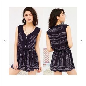 Ecote Magdelina Navy Romper from Urban Outfitters.